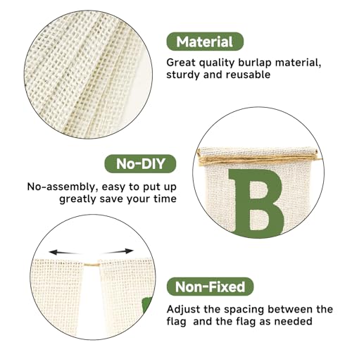 Anwyll Green Happy Birthday Banner - Pre-Strung Burlap Decoration