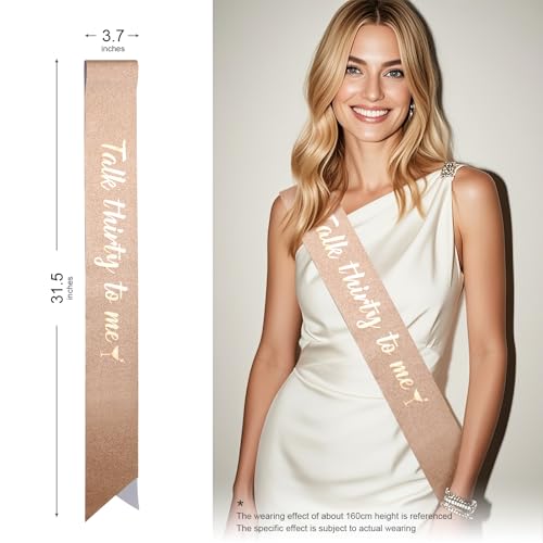 Rose Gold Glitter 30th Birthday Sash for Women - Elegant Party Decor