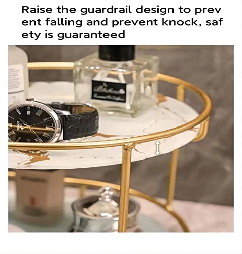 Gold Bathroom Storage Rack with Marble Glass Tray - Model QS-21