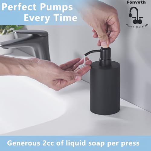 Fonveth Black 13.5oz Soap Dispenser with Stainless Steel Pump - Countertop Bathroom & Kitchen