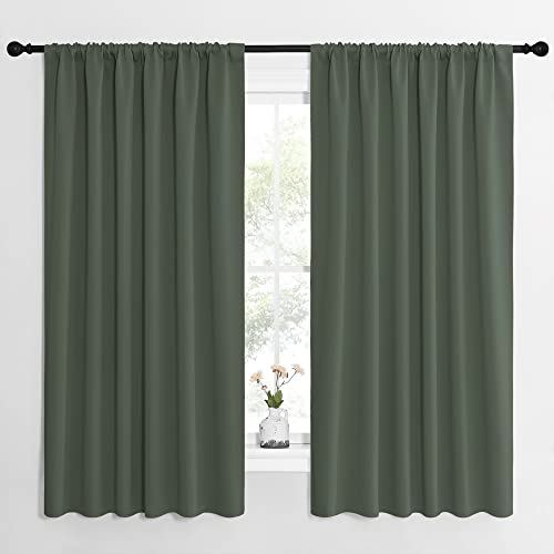 NICETOWN Blackout Curtains - Dark Mallard, 62" x 63" (Pack of 2)