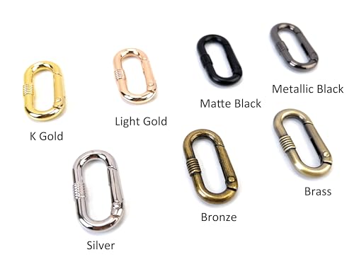 VersaKits Silver Oval Carabiner Clips 10-Pack - Zinc Alloy Spring Gate