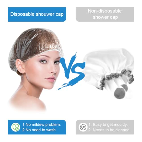 Lagincig 100PCS Disposable Shower Caps for Long Hair Waterproof Plastic