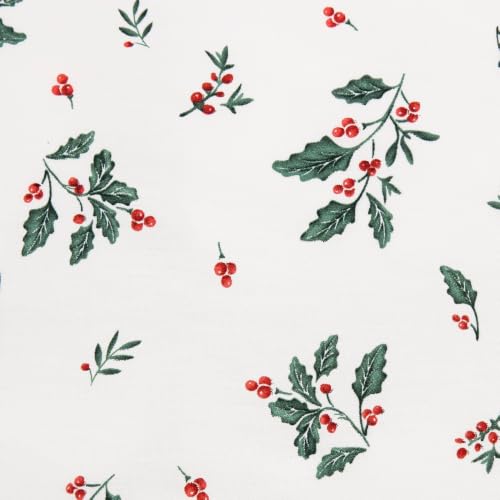 Full Size 82x86 Holiday Christmas Duvet Cover Set - Holly Berries Pattern, 100% Cotton
