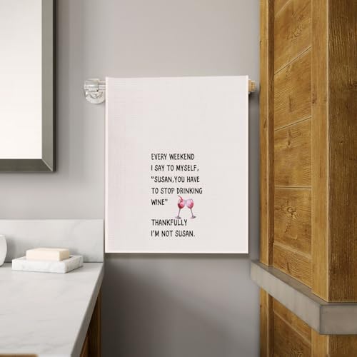 Funny Wine Waffle Kitchen Towel - Section 1, 16x24 Absorbent Dish Hand Towel