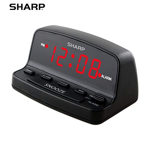 Sharp Digital Alarm Clock, Red LED Display with Battery Back-up (Pack of 4)