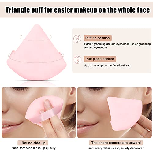 JASSINS 8Pcs Triangle & Round Makeup Powder Puff Set, Soft Velour Wet & Dry Sponge