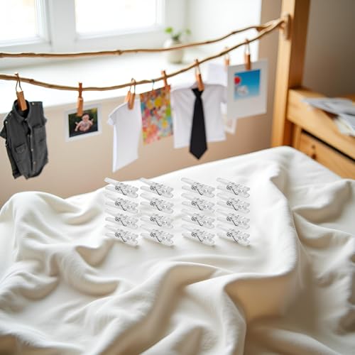 20pcs Mini Clear Plastic Clothes Pegs - 2.5cm Photo Clips