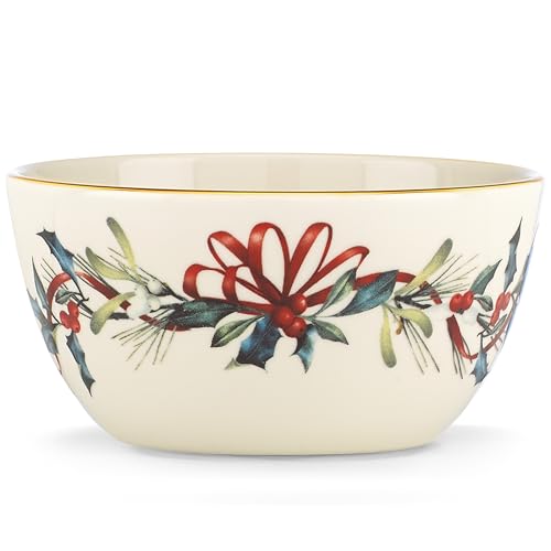 Winter Greetings Porcelain Decorative Bowl 5 Inches with Gold Trim