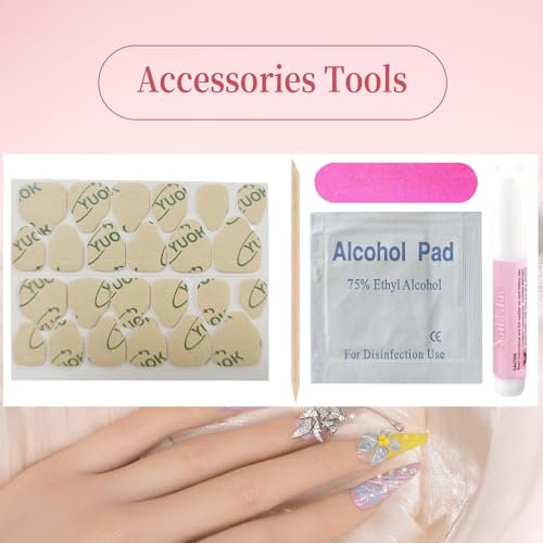MellowBells Handmade White Press-on Nails - 10pc Long Luxury Set