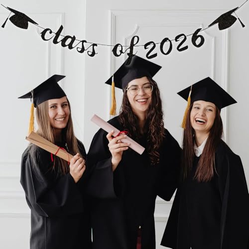 Class of 2026 Graduation Banner - Black Paper Party Decoration