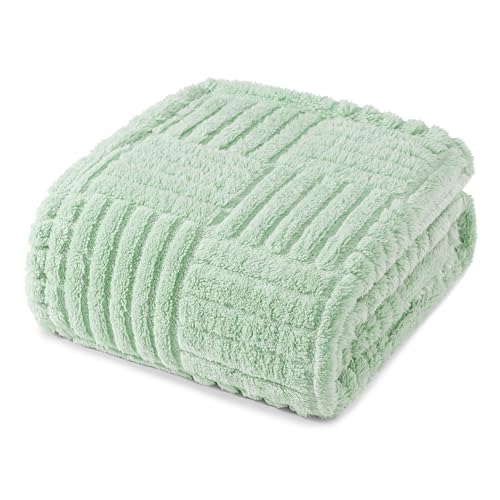 Whale Flotilla Sage Green Fleece Throw Blanket - 50x60 Inch Cozy Soft Blanket with Jacquard Pattern