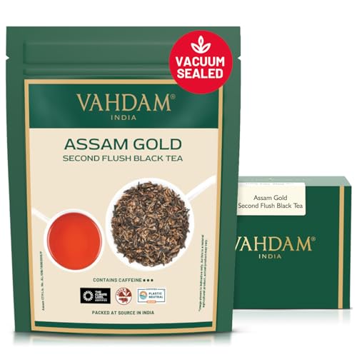 VAHDAM Assam Gold Second Flush Black Tea - Premium Loose Leaf, 50+ Cups