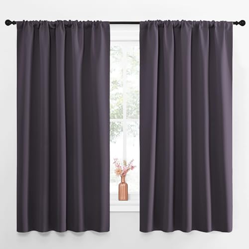 NICETOWN Greyish Purple Blackout Curtains - Set of 2, 52x63