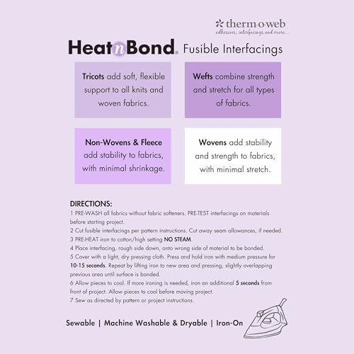 HeatnBond Fusible Fleece Interfacing 20x1 Yards White for Sewing & Crafting