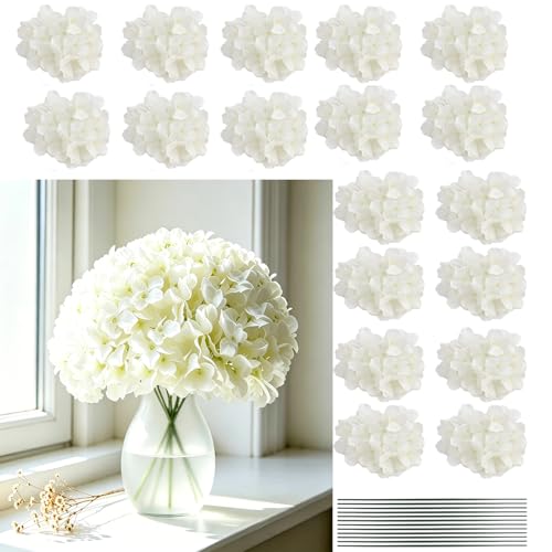 10pcs Artificial Hydrangea Flowers Bulk - Lifelike Silk Heads with Stems