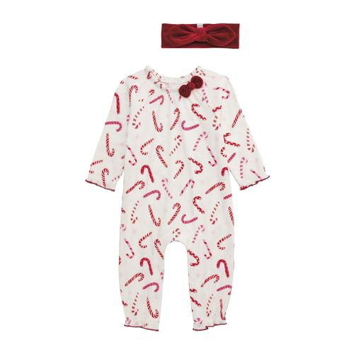 Mud Pie Baby Girls' Christmas Candy Cane One-Piece 6-9 Months Red