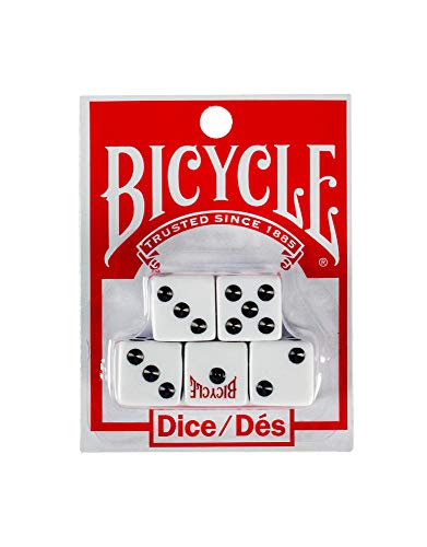 Bicycle 5-Pack Premium D6 Dice Set for Poker & Games - 16mm
