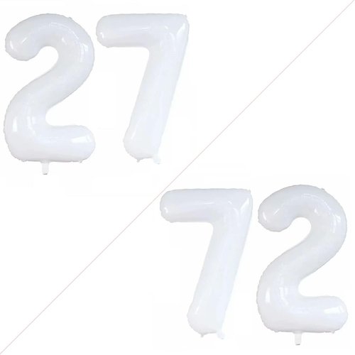 GOER Jumbo 27 Balloons - 42 Inch Foil Helium Decorations for 27th Birthday Party | White