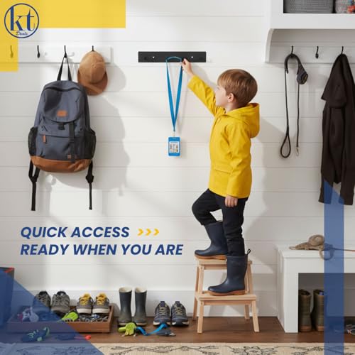 Wall-Mounted Key Holder Rack with 4 Hooks - Self-Adhesive Entryway Organizer