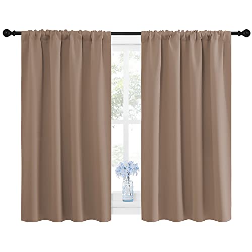 NICETOWN Blackout Curtains, Cappuccino, 42" x 45" (Pack of 2) - Thermal Insulated Window Drapes