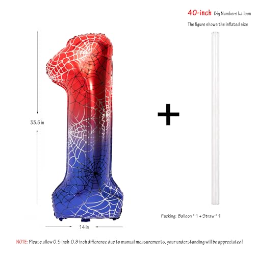 40 Inch Red and Blue Number 1 Balloon for Birthday Parties