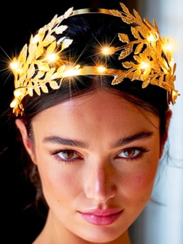 Latious Gold Leaf Headband Light Up Greek Goddess Hair Accessory