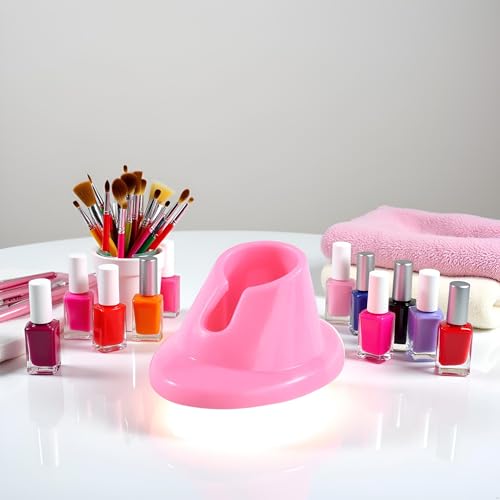 Pink Soft Rubber Nail Polish Bottle Holder and Stand for Manicure