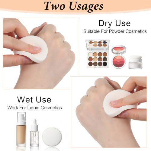 Hadnves 12 Pcs Round Makeup Sponges Flat White Cosmetic Blending Pads