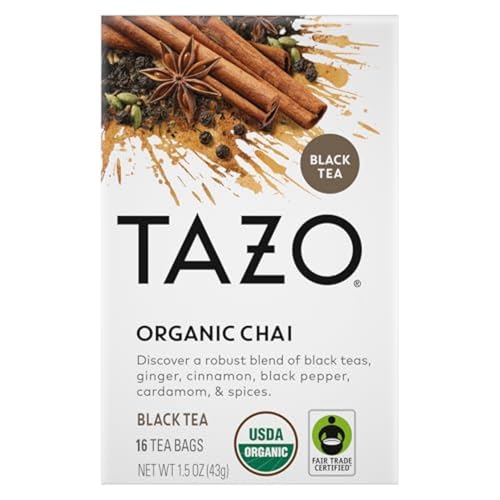 TAZO Organic Chai Black Tea Bags, Spice Blend, 96 Count (Pack of 12)