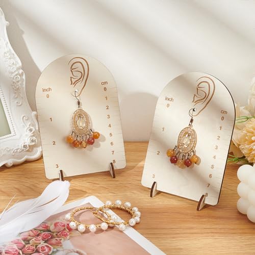 Earring Display Stand - 2 Pcs Floral White Wood Organizer with Measurement