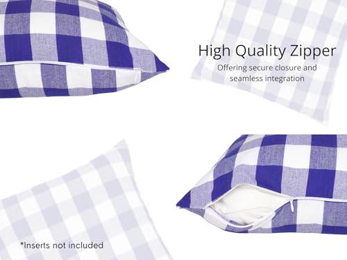 Buffalo Plaid Pillow Covers 18"x18" - Blue & White (Pack of 2)