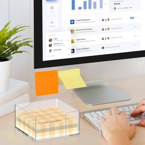 Acrylic Sticky Note Dispenser - 3x3 Inch Note Holder for Desk