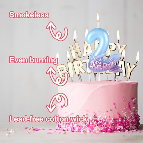 Blue Mermaid Number Birthday Candle - Cake Topper for Celebrations