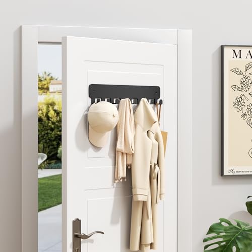 Key Holder Wall Mount with 8 Hooks - Durable Adhesive Key Rack