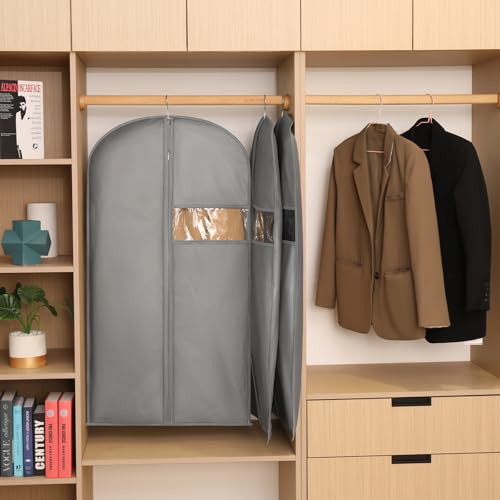 Kimmama Garment Bag 2-Piece Set for Short Clothes, 23.6" x 43.3", Grey
