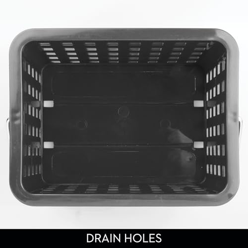 iDesign Stackable Shower Caddy Basket with Handle, Charcoal, Set of 3