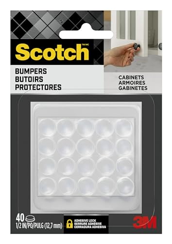 Scotch Clear Adhesive Bumper Pads - 40 Pack, 1/2" Round, Noise Dampening