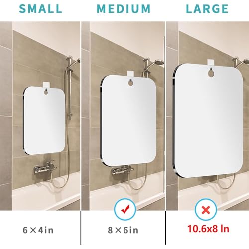Mcudsy Fogless Shower Mirror - 8x6 Inch Shatterproof Acrylic Shaving Mirror