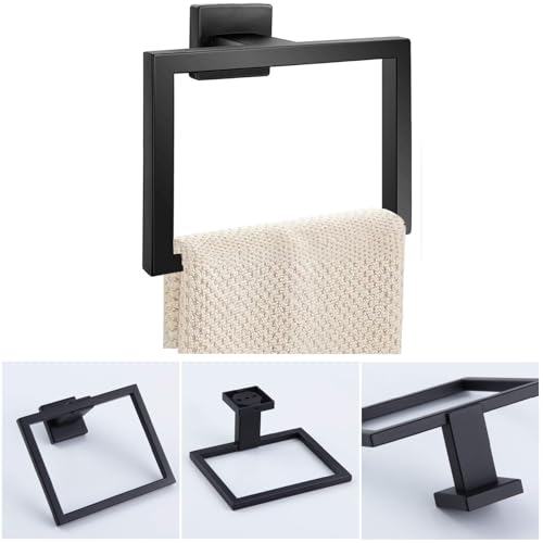 JOPOFI Matte Black Towel Ring - Hand Towel Holder for Bathroom