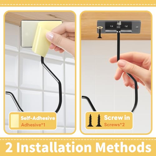 CINKSY Folding Banana Hook - Under Cabinet Kitchen Hanger, Black