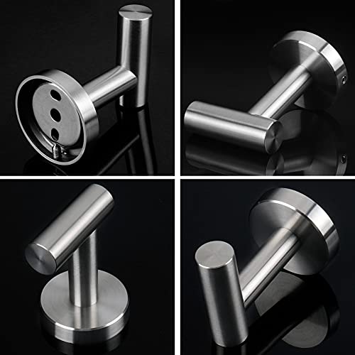 NearMoon Brushed Nickel Robe Hooks - Heavy Duty 4 Pack for Bathroom & Kitchen