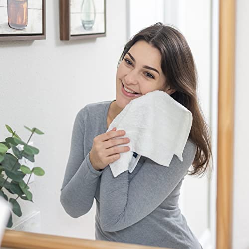 Hammam Linen Turkish Cotton Washcloth Set, 13x13 White Face Towels