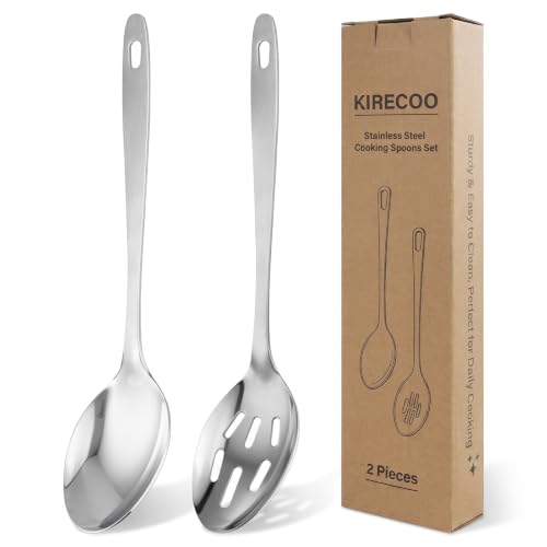 Kirecoo 2PCS Stainless Steel Serving Spoons Set - Silver
