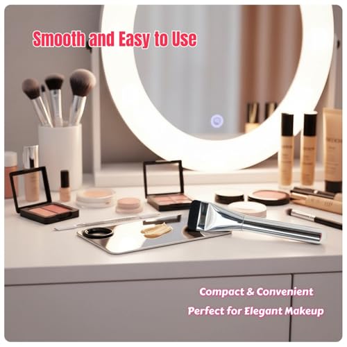 TIKIYOUN Stainless Steel Makeup Palette and Spatula Set for Foundation Mixing