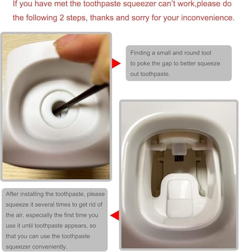 MOPMS Automatic Toothpaste Dispenser - Wall Mounted Bathroom Organizer, Gray