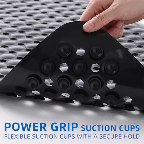 ZHICHENG Non-Slip Bath Mat, 39x16 Inch Extra Long Shower Mat with Suction Cups