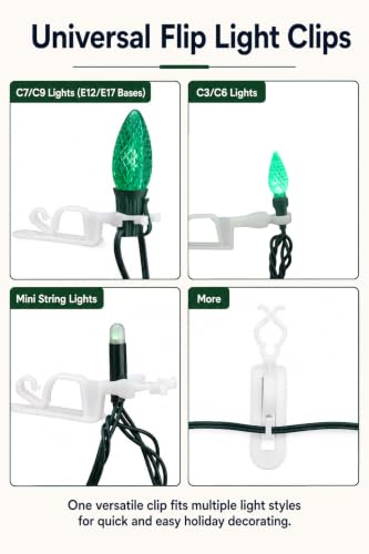 White Christmas Light Clips Pack of 100 for C7 C9 Lights Gutter & Shingle Mounting
