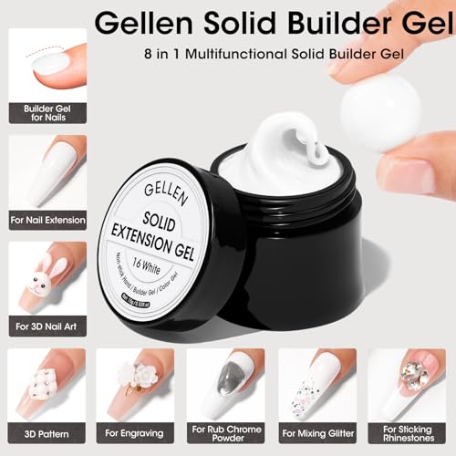 Gellen White Solid Builder Gel for Nails - 15g Non-Sticky 3D Sculpting & Carving Gel