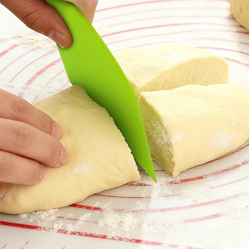 Dough Scraper Set - Flexible Plastic Bowl & Pizza Cutter Tools